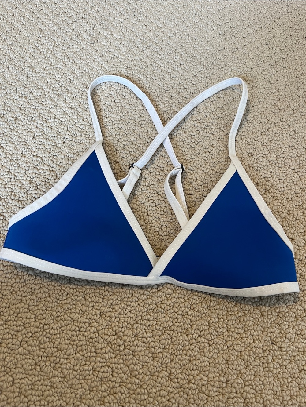 Hoaka Swimwear Triangle Bikini Top with White Trim Navy X Small Swim